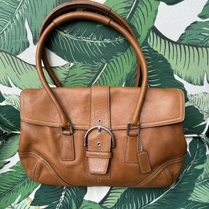 Coach Vintage Y2K Shoulder Bag 9550 Hampton Soho Flap Tan Leather